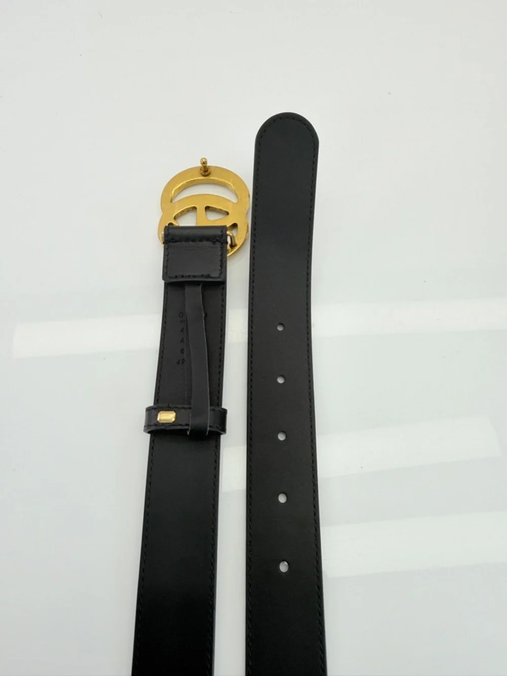 Authentic Gucci Slim Leather Marmont Gg Double Mens Belt Black 80/32” 414516